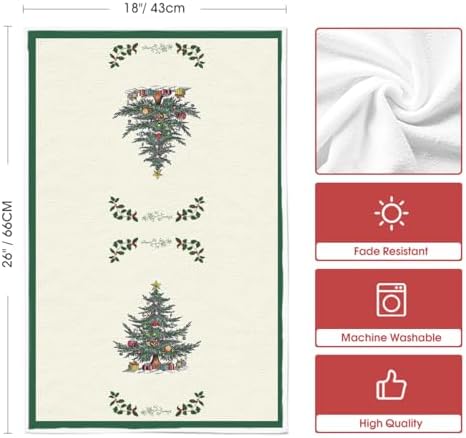 Artoid Mode Sage Green Tree Christmas Kitchen Towels Set of 2 18x26