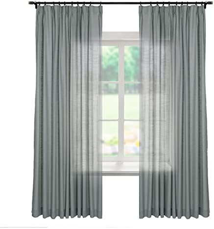 Macochico Pinch Pleated Natual Linen Curtains for Living Room Drapes
