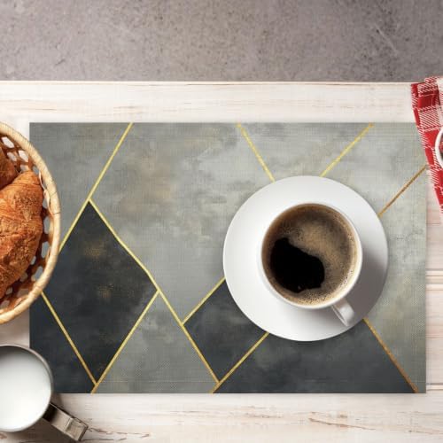 Diamond Placemats Set of 8 - Durable Soft Washable Table Mats,Grey