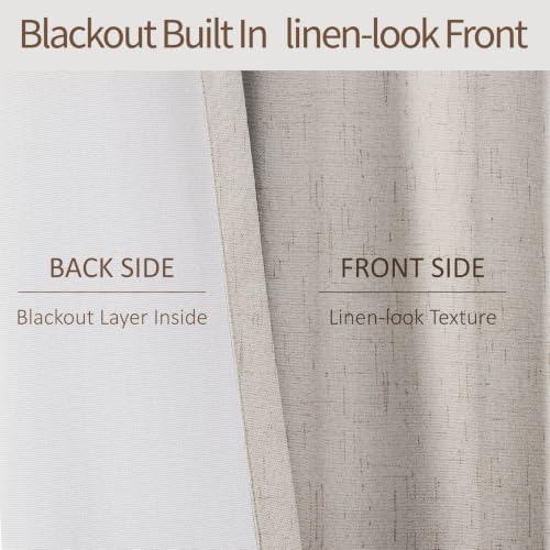 Faux Linen Blackout Curtains for Bedroom 108 Inches Long, Cream