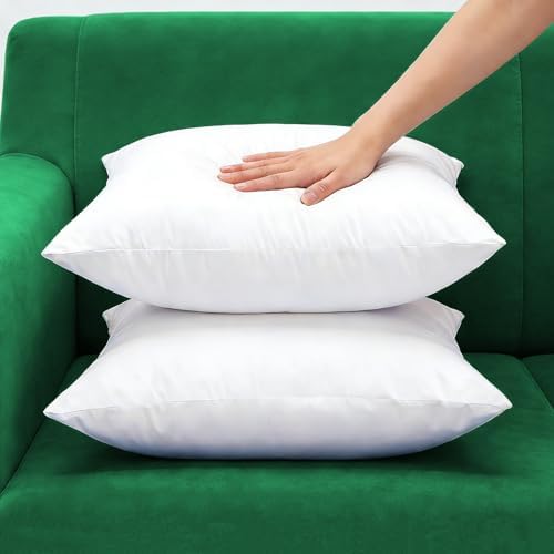 Extra Thick and Full Set of 2 Plump Cotton Fabric Throw Pillow