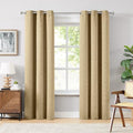 Melodiux Beige Linen Textured Room Darkening Curtains for Bedroom