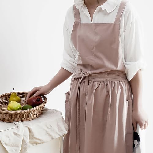 Adjust Cotton Linen Cooking Apron, Fabric Coffee Restaurant Canvas