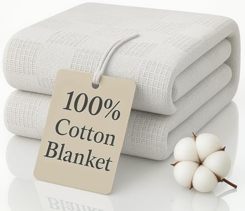 JMR 100% Cotton Waffle Blanket King Size - Lightweight Waffle Weave
