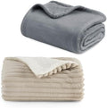 Bedsure Fleece King Size Blankets for Bed Grey 108x90&Sherpa Throw