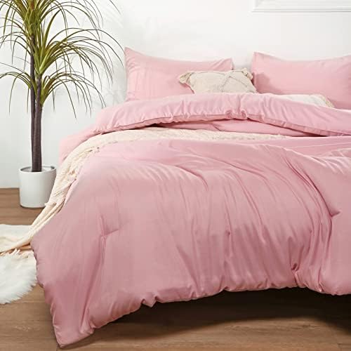 ROSGONIA Pink California King Comforter Set, 3pcs Oversized Boho
