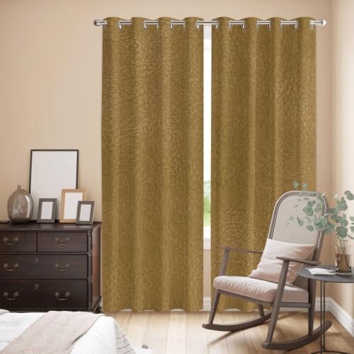 Vintage Brown Window Curtains 96 Inch Length 2 Panels Set, Modern