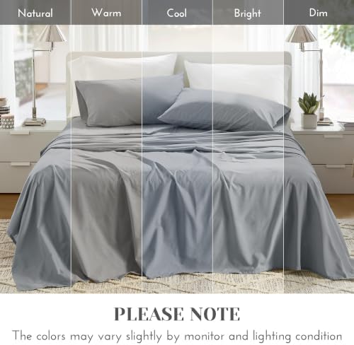 Comfort Spaces 100% Cotton Percale Sheets King Sheet Set 4 Pcs, Dark