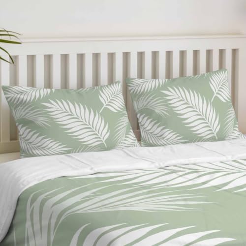 Duvet Cover Queen Size, Tropical Botanical 3-Piece Bedding