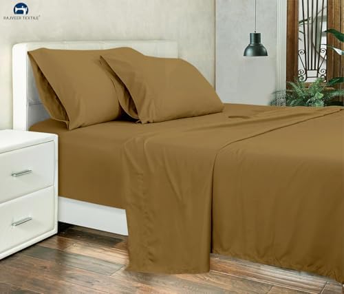 Microfiber 4 Pieces Bed Sheet Set Queen Taupe 18" Deep Pocket