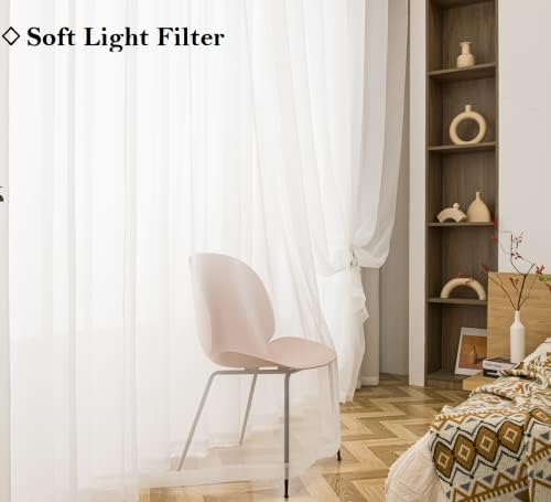 PI Beige Sheer Curtains Grommet Panels 72 Inches Long,Light Voile