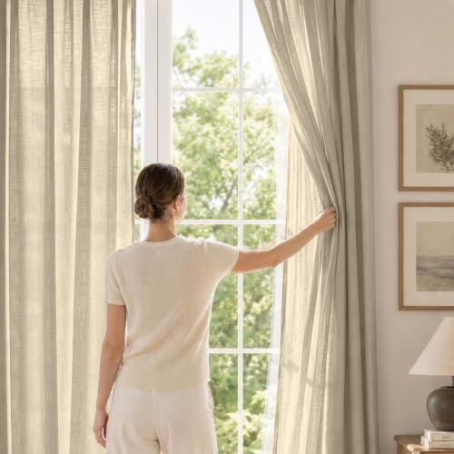 jinchan Taupe Semi Sheer Curtains Light Filtering 96 Inches Long 2