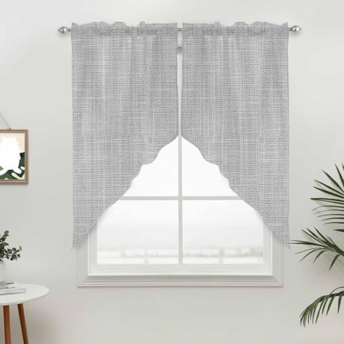 Silver Gray Solid Swag Valance Curtains Minimalist Cloth Cool Gray