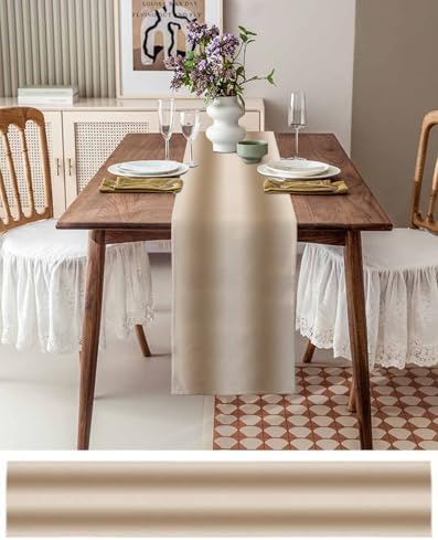 Khaki Ombre Cotton Linen Table Runner - 90 Inch Long, Brown Gradient