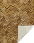 HomeRoots 50" X 70" Brown Beige and Gold Geometric Microfiber Plush