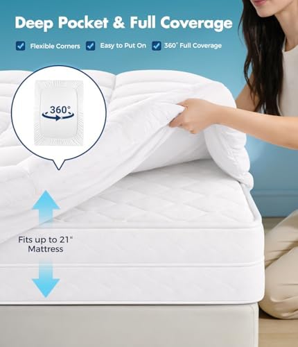 Fracho Queen Cotton Mattress Topper, Extra Thick Pillow Top Mattress