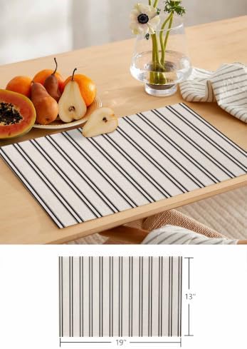 Ticking Stripes Table Runner and Placemats Set of 4 Vertical Lines