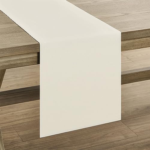 ZeeMart Basic Linen Style Table Runner, 14x60 Inch Ivory