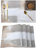 Placemats Set of 8, Grey Brown Woven Placemat, Linen Place Mats for