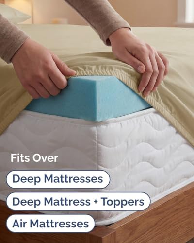 CGK Extra Deep Twin XL Sheet Set - 4pc College Dorm Room - Beige