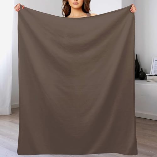 Plush Throw Blanket Solid Color Plain Medium Taupe Pastel Brown Soft