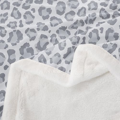 Erosebridal Light Gray Leopard Print Fleece Blanket Twin 60x80 Inch