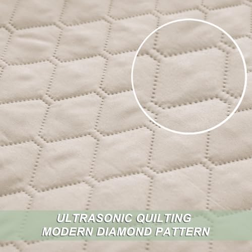 Exclusivo Mezcla Reversible King Size Quilt Bedding Set, Beige Cream