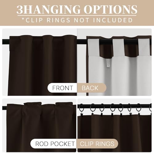 Yakamok Chocolate Brown Blackout Curtains 72" Long with Back Tab 40"