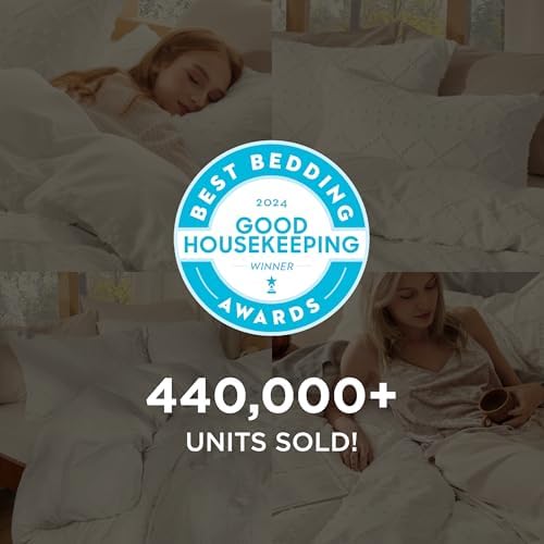 Bedsure White Boho Cal King Duvet Cover, Soft Vintage Embroidery