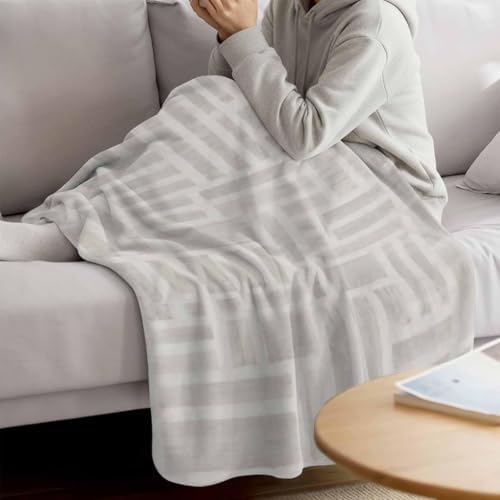 Light Gray Cream Throw Blanket for Couch, Minimalist Contemporary