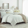 CozyDH 100% Linen Duvet Cover Set Queen Size, White, 3 Pieces