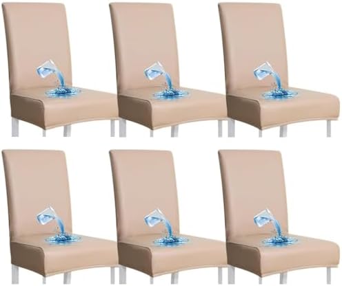 Shukii Waterproof PU Leather Stretch Dining Chair Covers, Set of 6