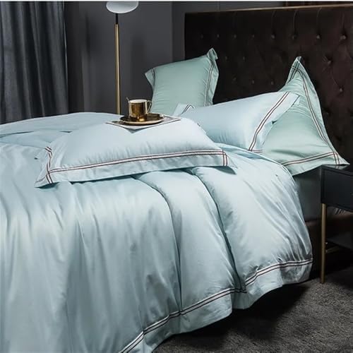 Bedding Set Luxury Embroidered Duvet Cover Set 4 Piece Nordic Solid