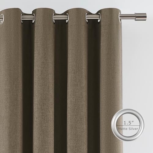 Vision Home Brown Linen Full Blackout Curtains Grommet Total Room