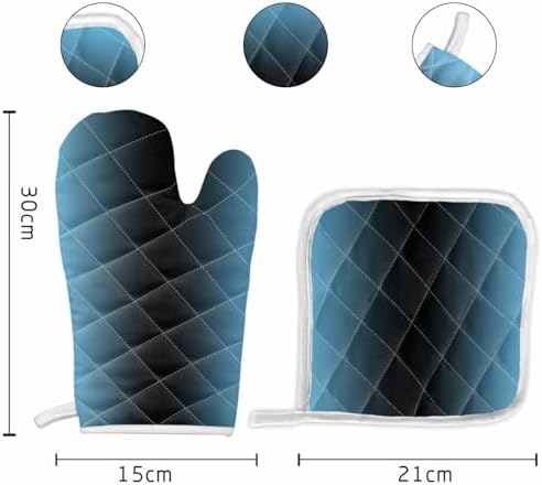 Quilted Cotton Terry Cloth Oven Mitt, Pot Holder Sky Blue Gray