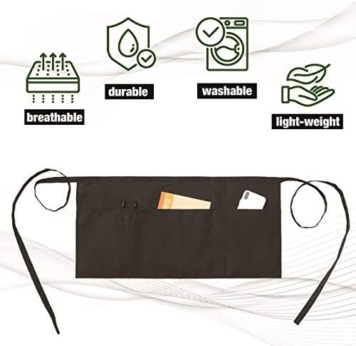 NOBONDO 12 Pack Waitress Aprons with 3 Pockets - Waist Aprons for