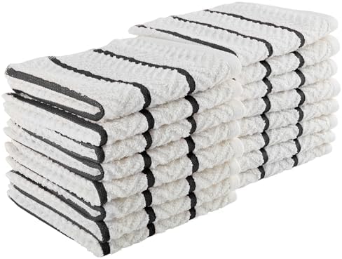 Lavish Home Soft and Absorbent Cotton Dish Cloths, Black, 16-Pack