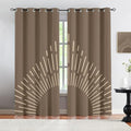 Rustic Boho Blackout Curtains for Bedroom, Beige Sun Grommet Curtains