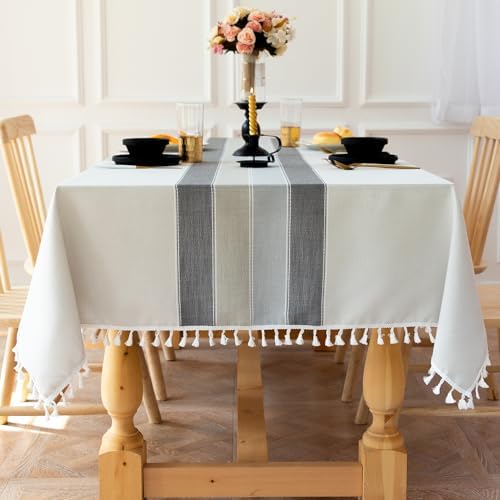 Laolitou Rustic Tablecloth Cotton Linen Waterproof Tablecloths Burlap