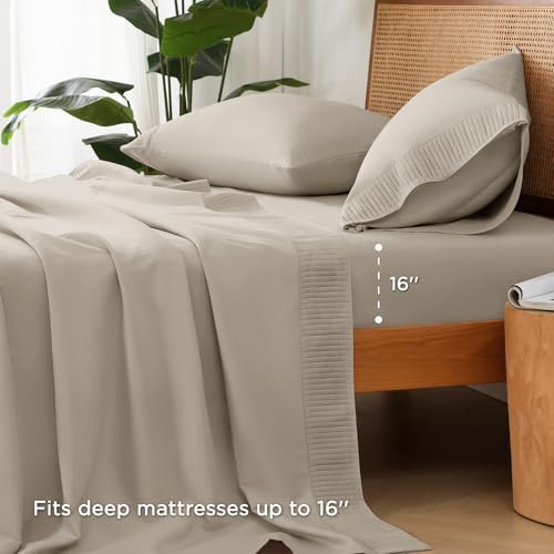 Andency Queen Sheets Set, Oatmeal Breathable & Cooling Sheets