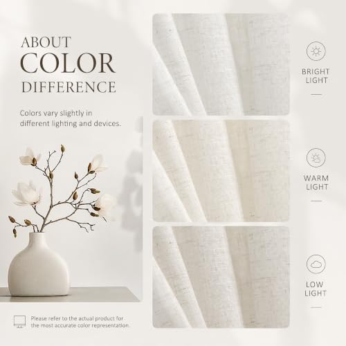 Jowels Natural Pinch Pleated Linen Curtains 63 Inches Long for Living