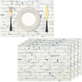 White Brick wall Placemats Set of 8 - Durable Soft Washable Table