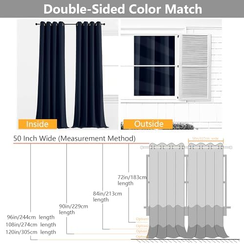 Simplebrand Navy Blue Curtains for Bedroom Living Room 96 Inches Long