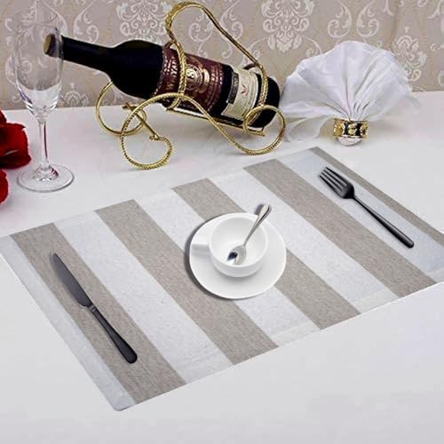 Cloths Big Stripe Placemats for Dining Table Set of 4, Heat Resistant