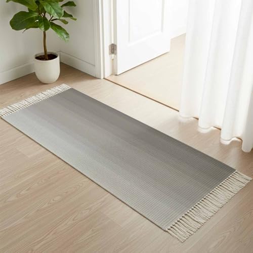 Brown Ombre Hallway Runner Rug 2'x5', Farmhouse Brown Gradient Striped