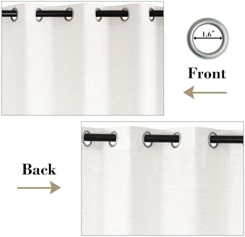 cololeaf 108 inches White Linen Curtains Extra Long High Ceiling