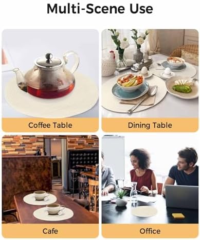 Cream Round Placemats Set of 4 Modern Pure Beige Place Mats Indoor