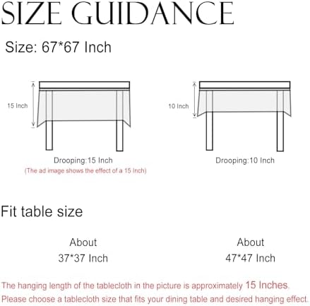 ISAENNE Designer Vintage Square Large Floral Tablecloth,67"x67"