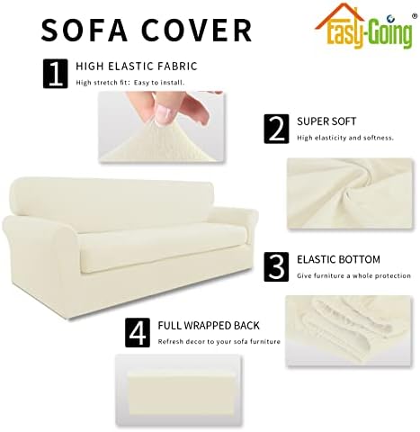 Easy-Going 2 Pieces Stretch Couch Sofa Slipcover Washable