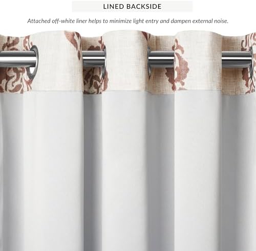 Threadmade Navara Medallion Room Darkening Window Curtain, Cinnamon